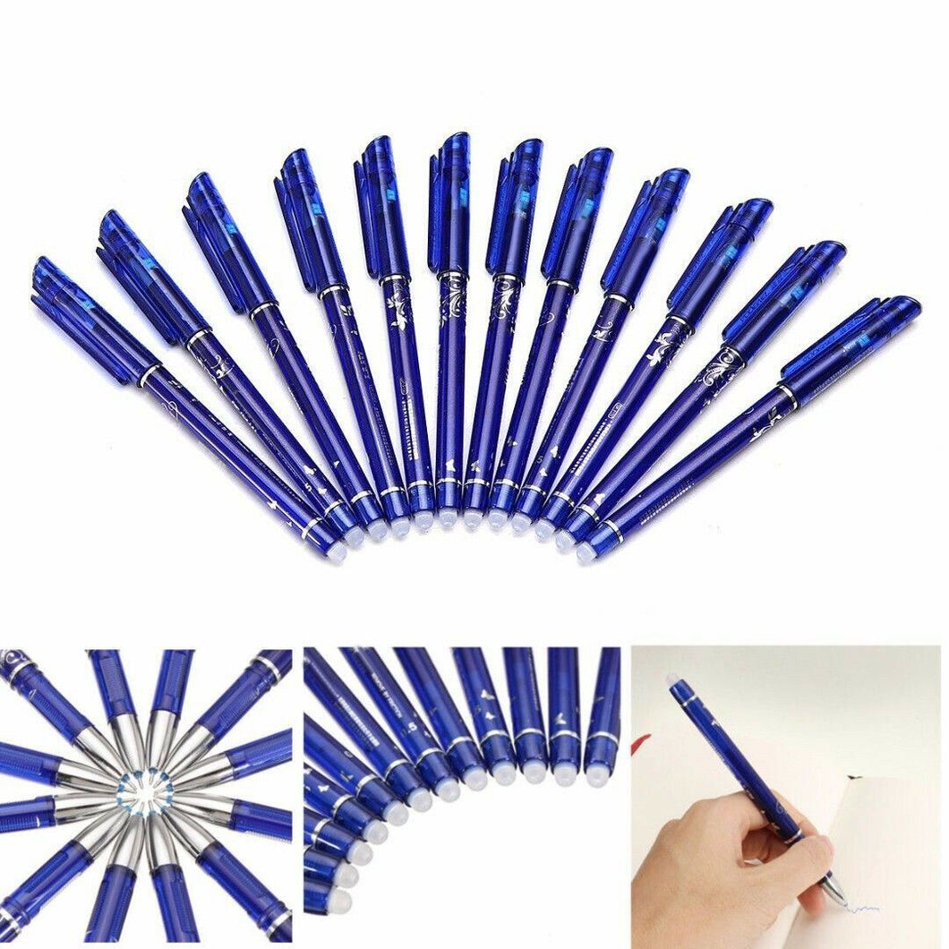 Lot 12Pcs 0.5mm- Gel Ink Pen Friction Erasable Magical Blue Student Stationery